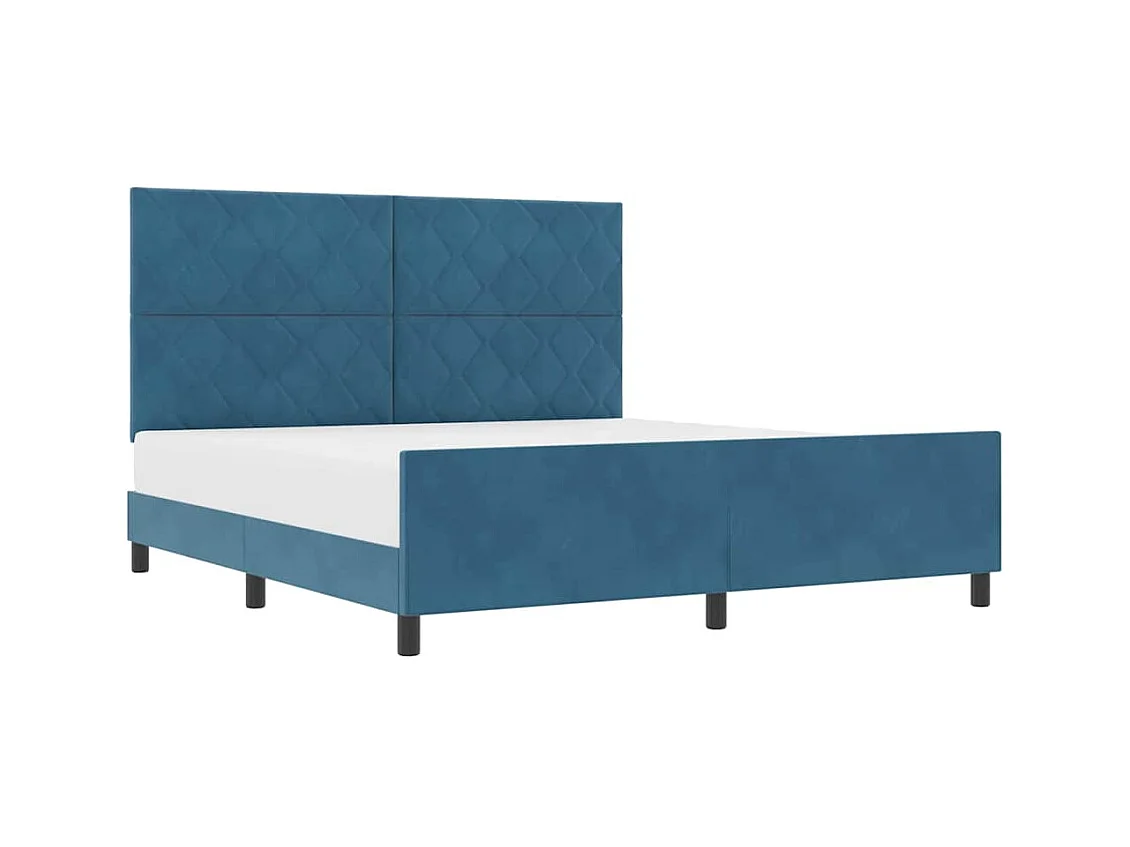 Cadre de lit avec tête de lit Bleu foncé 180 x 200 cm Velours