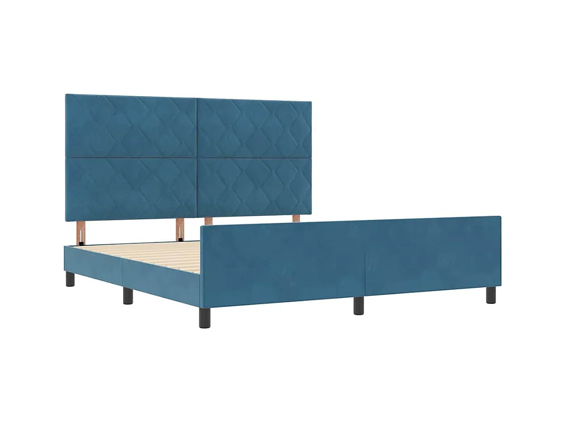 Cadre de lit avec tête de lit Bleu foncé 180 x 200 cm Velours