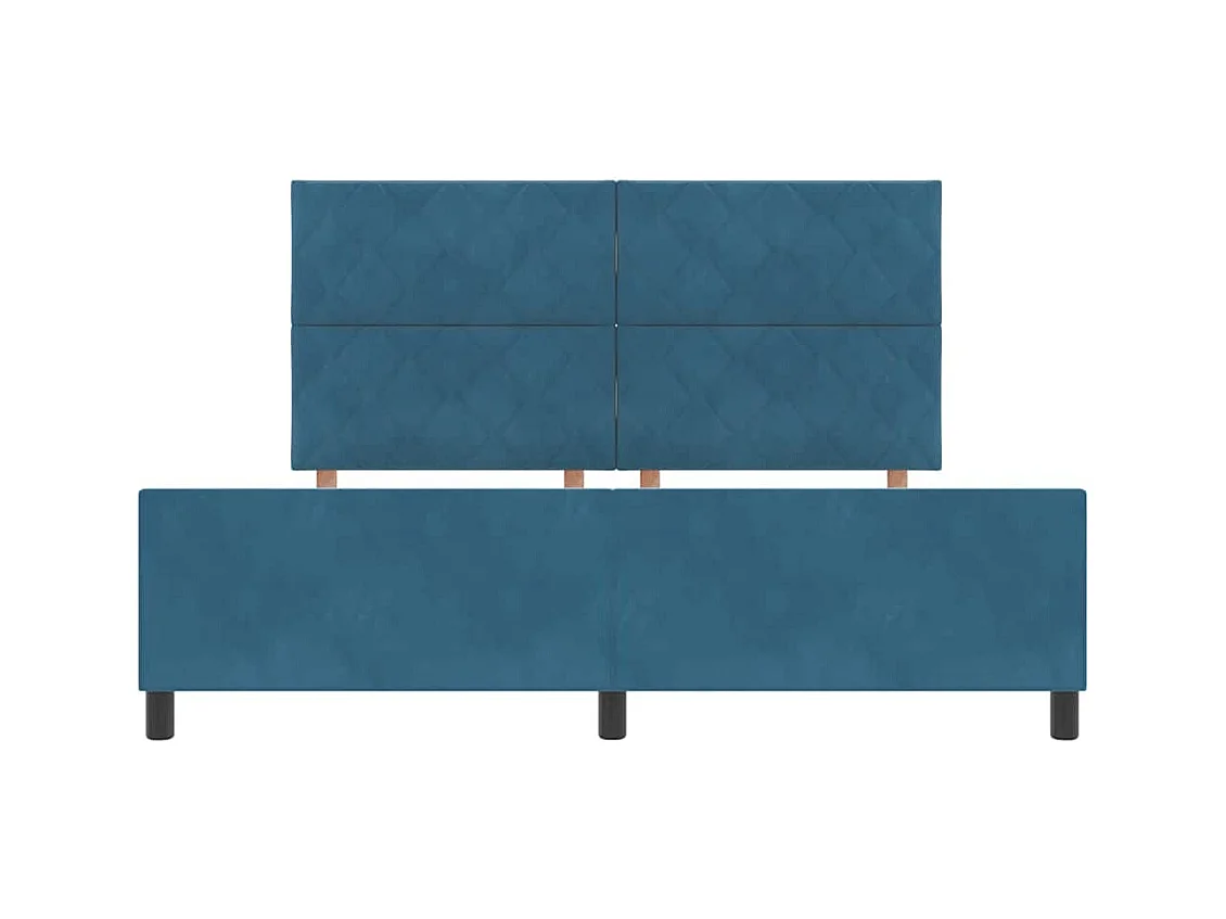Cadre de lit avec tête de lit Bleu foncé 180 x 200 cm Velours
