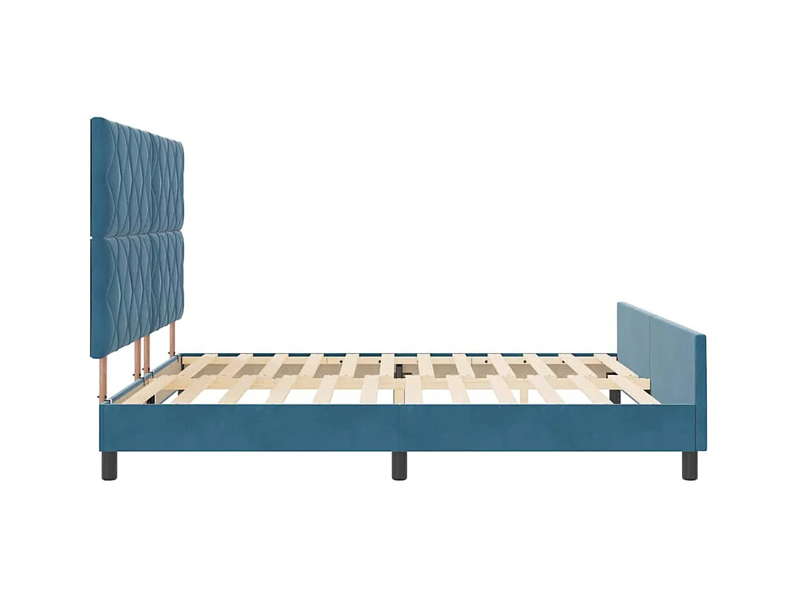 Cadre de lit avec tête de lit Bleu foncé 180 x 200 cm Velours