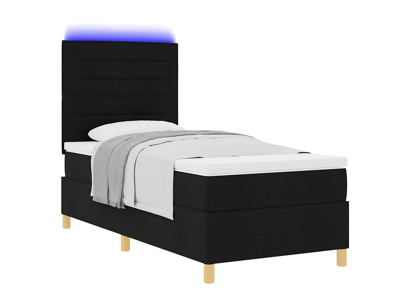 Cama tipo Box Spring con colchón Negro 90 x 190 cm tela