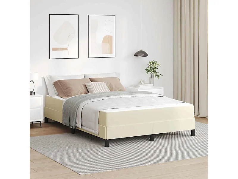 Cama con colchón Crema 140 x 190 cm Cuero sintético