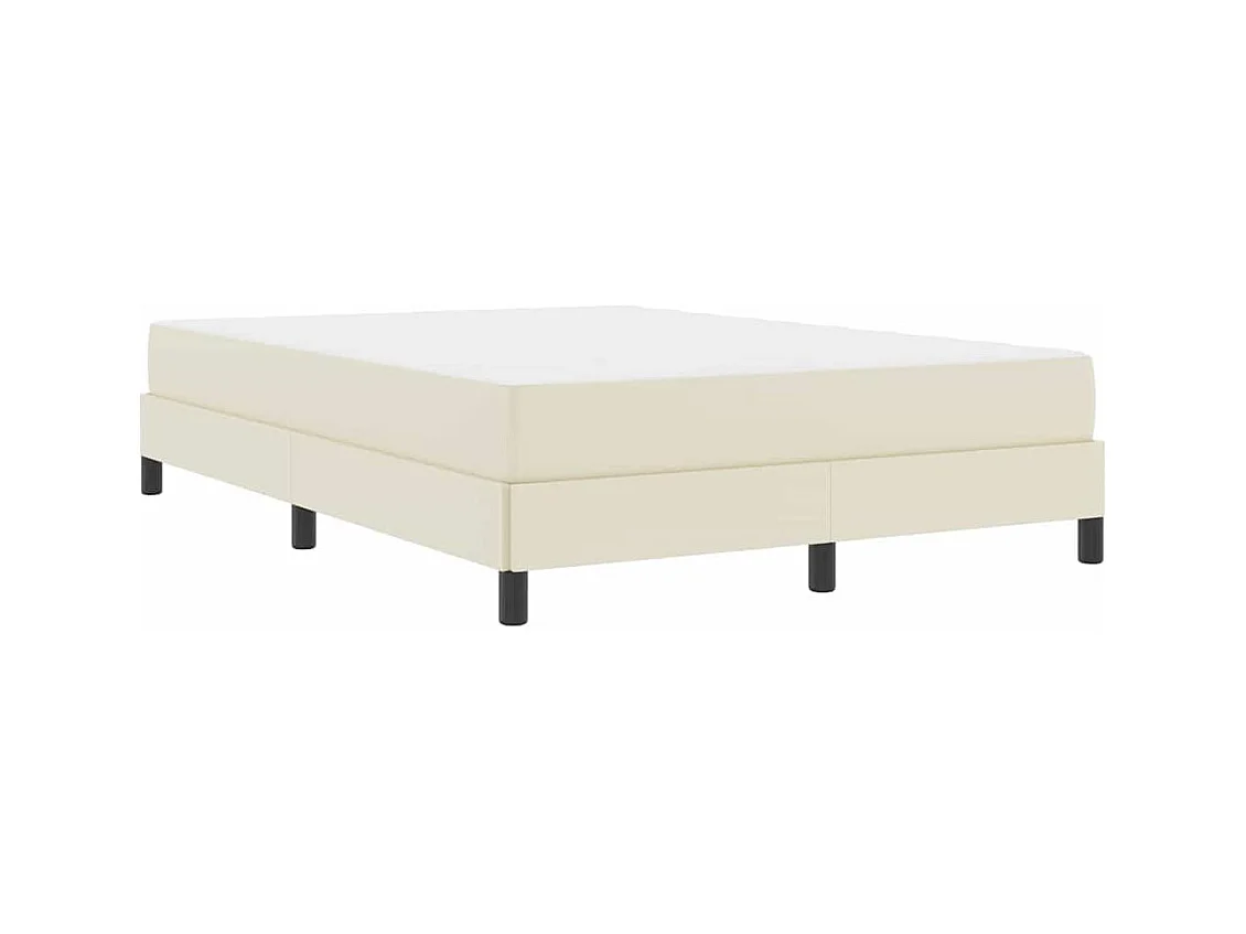 Cadre de lit avec matelas Crème 140 x 190 cm Faux cuir