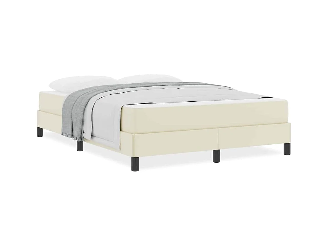 Cadre de lit avec matelas Crème 140 x 190 cm Faux cuir