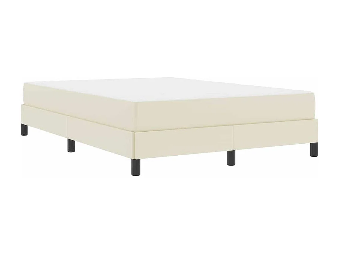 Cama com colchão Creme 140 x 190 cm Couro sintético