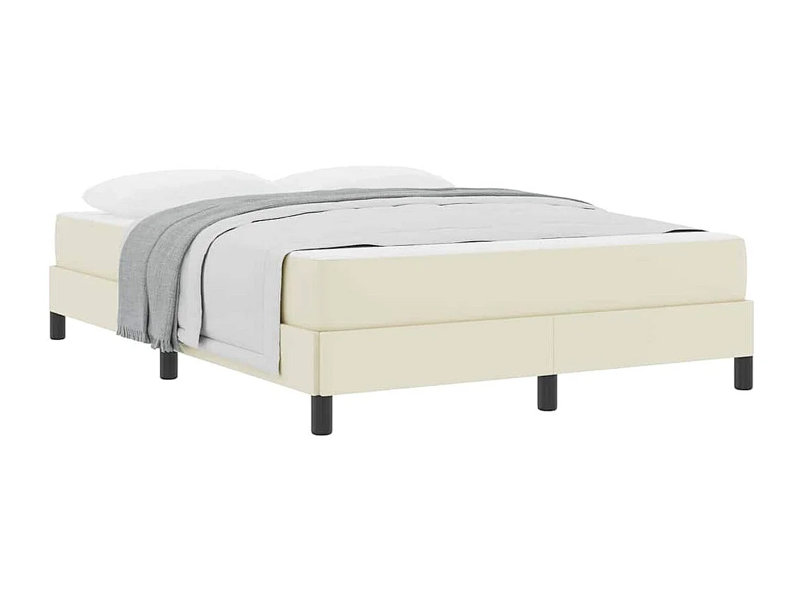 Cama com colchão Creme 140 x 190 cm Couro sintético