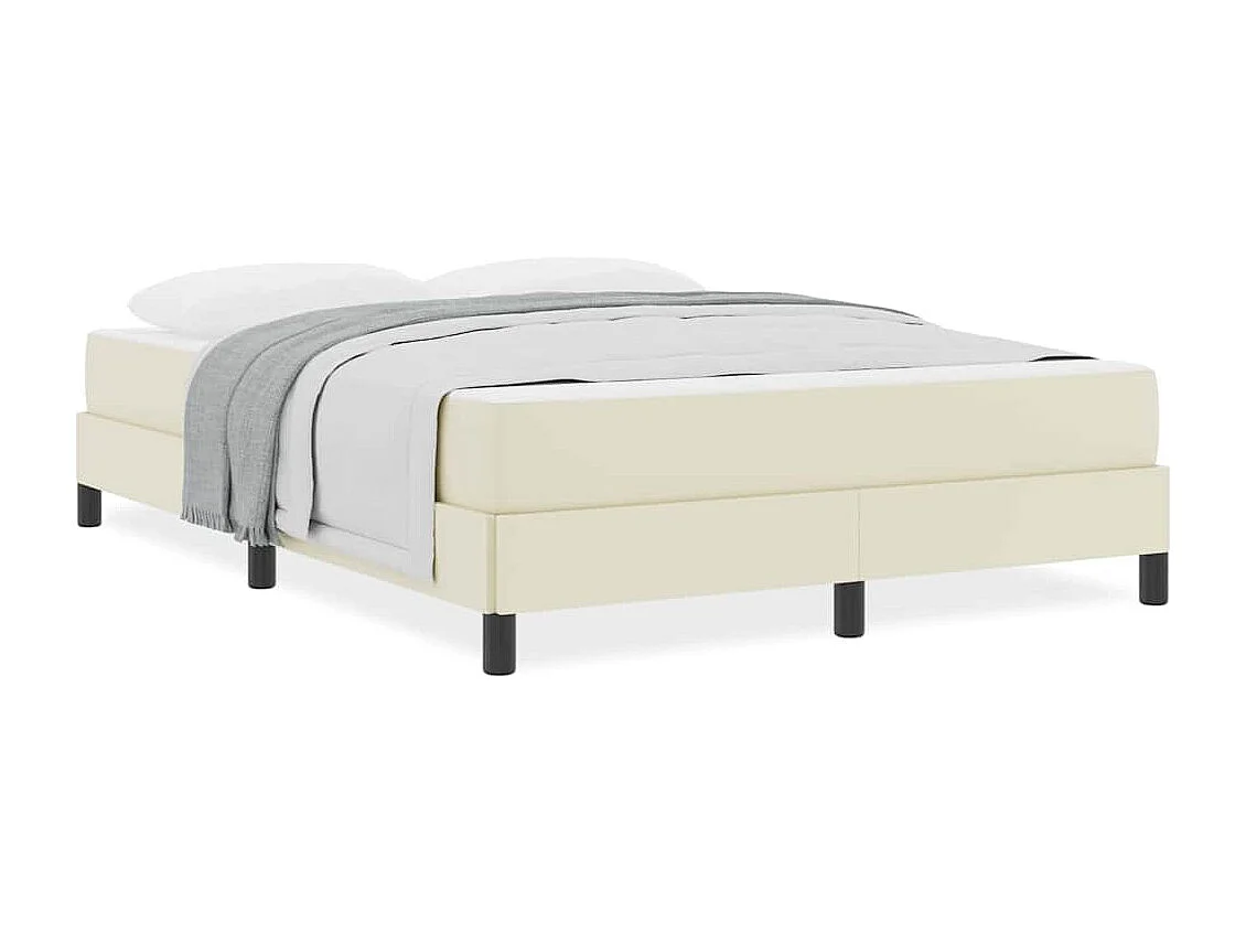 Cama com colchão Creme 140 x 190 cm Couro sintético