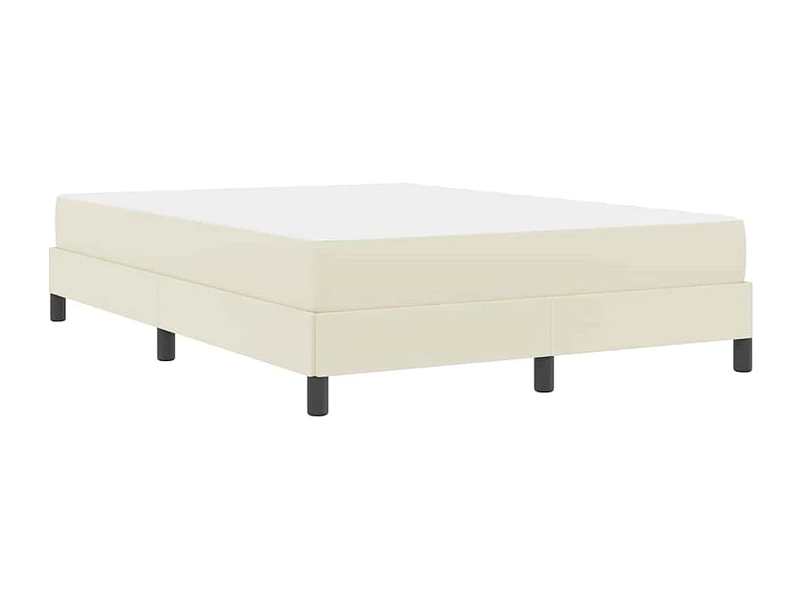 Cama com colchão Creme 140 x 190 cm Couro sintético