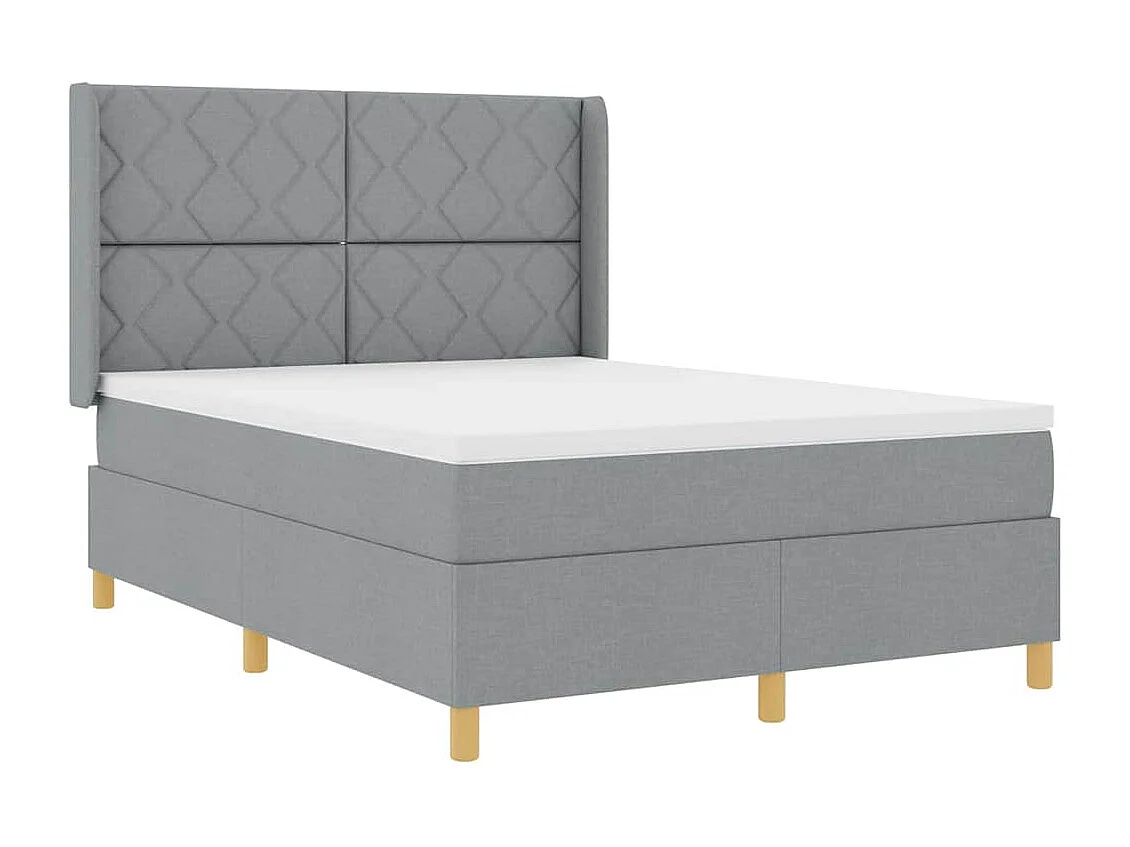 Cama con Somier con colchón Gris claro 160 x 200 cm tela