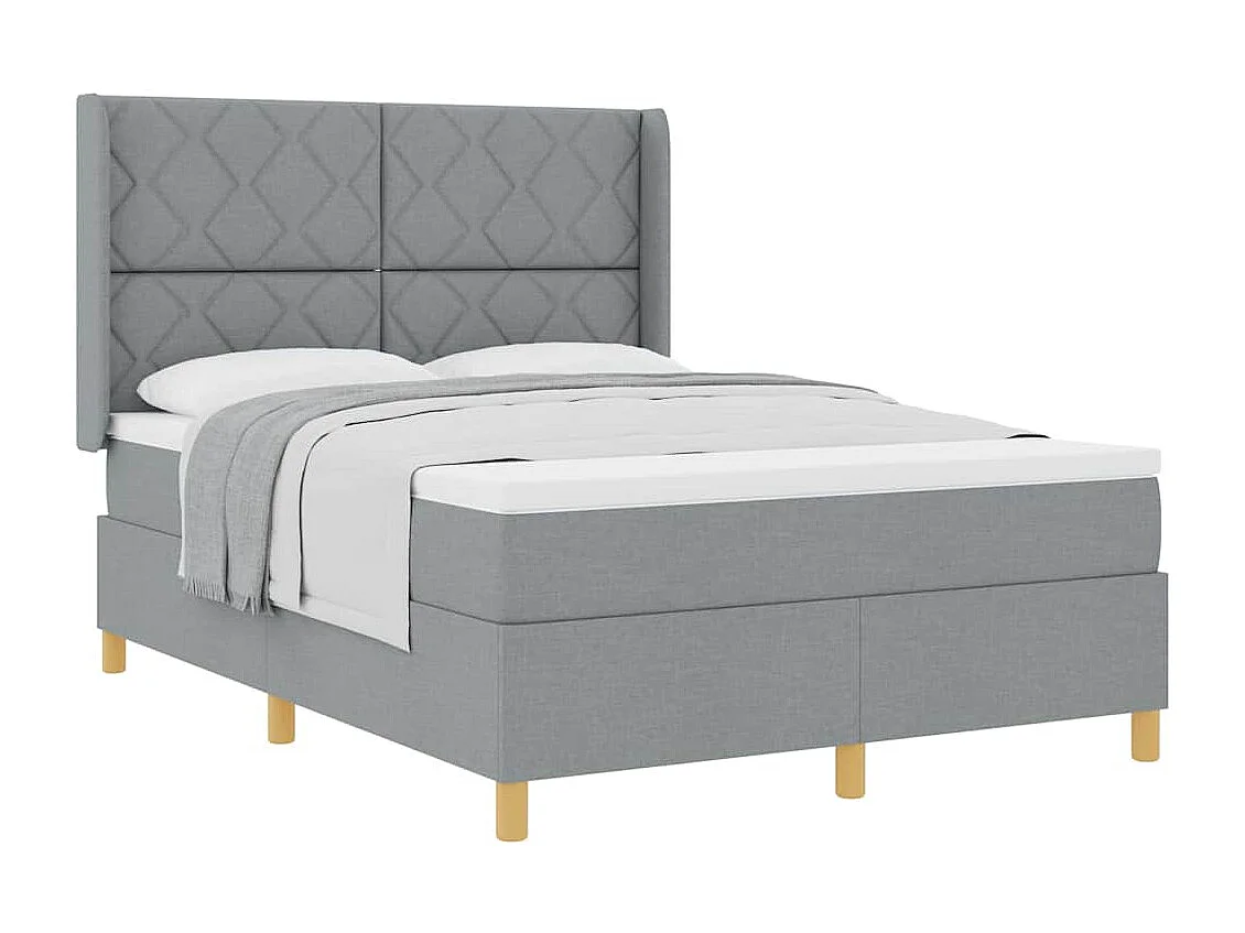 Cama con Somier con colchón Gris claro 160 x 200 cm tela