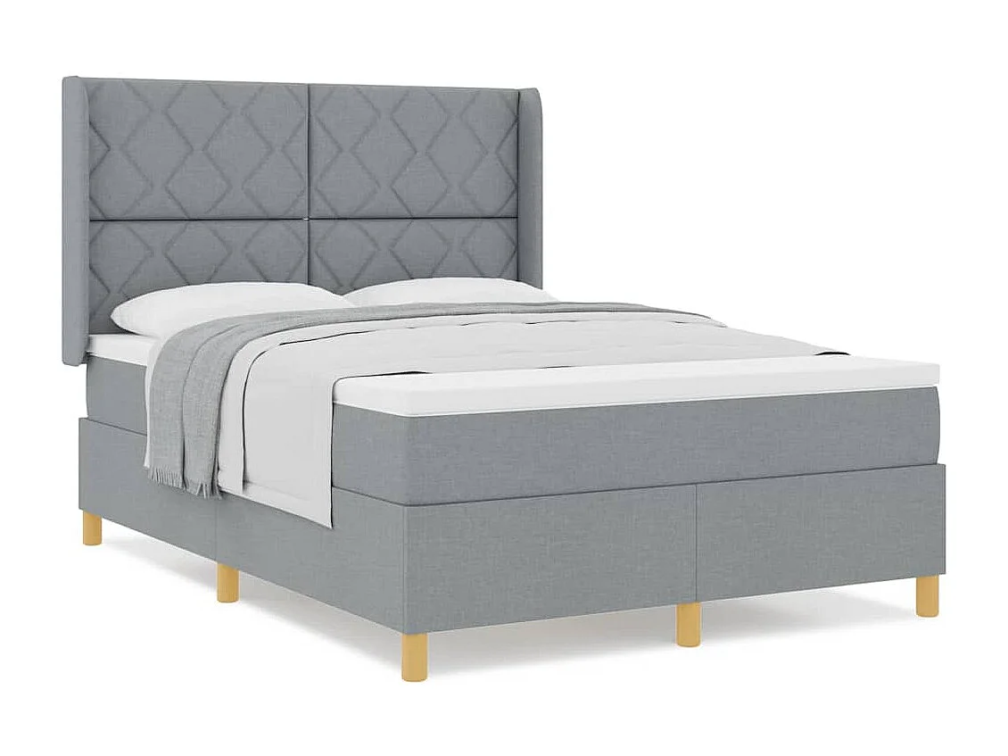 Cama con Somier con colchón Gris claro 160 x 200 cm tela