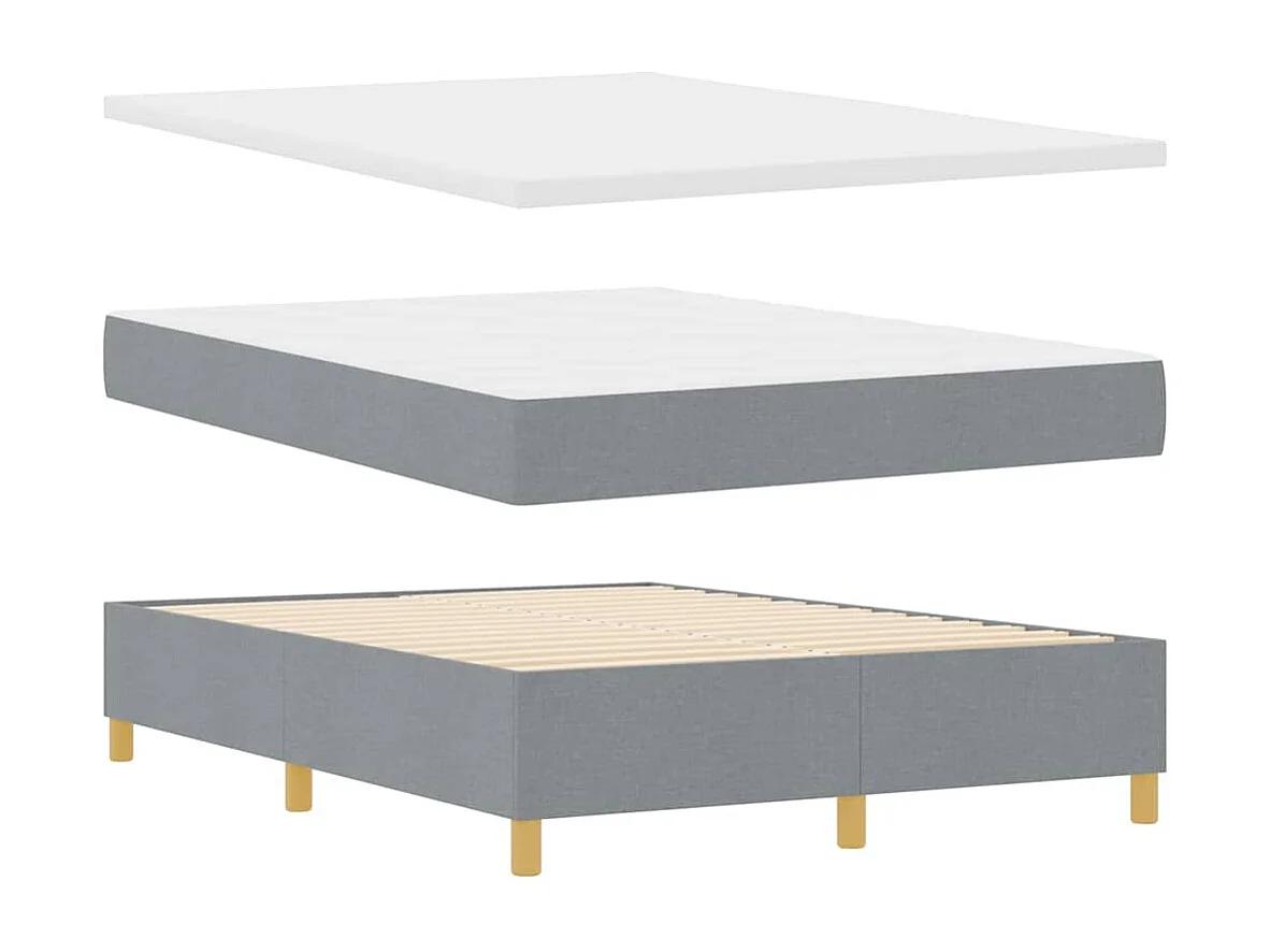 Cama con Somier con colchón Gris claro 160 x 200 cm tela