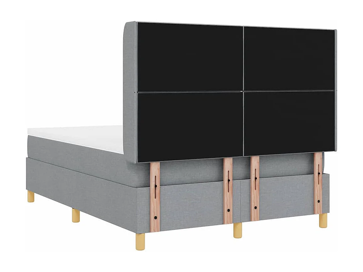Cama con Somier con colchón Gris claro 160 x 200 cm tela