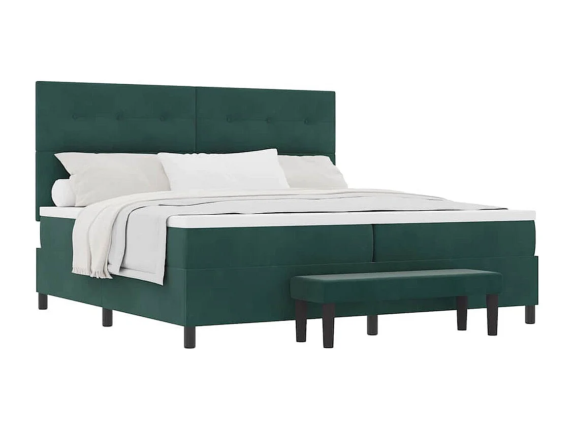 Cama tipo Box Spring Verde oscuro 200 x 200 cm Terciopelo