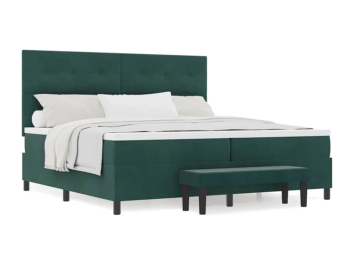 Cama tipo Box Spring Verde oscuro 200 x 200 cm Terciopelo