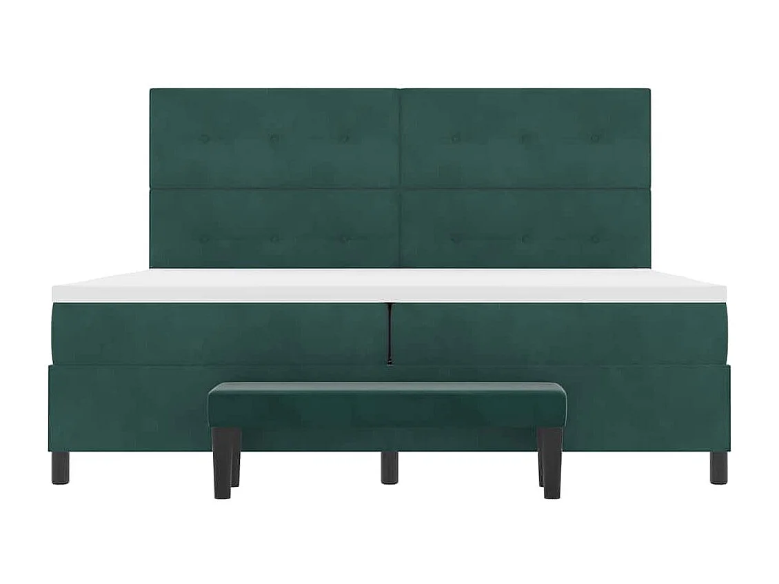 Cama tipo Box Spring Verde oscuro 200 x 200 cm Terciopelo