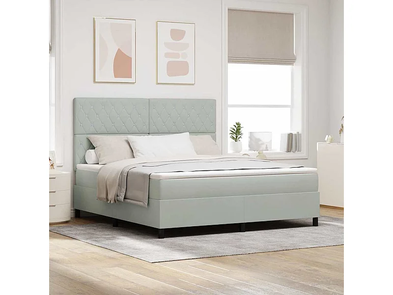 Cadre de lit avec matelas Gris clair 180 x 200 cm Velours