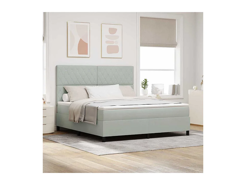 Boxspring bed met matras Lichtgrijs 180 x 200 cm Fluweel