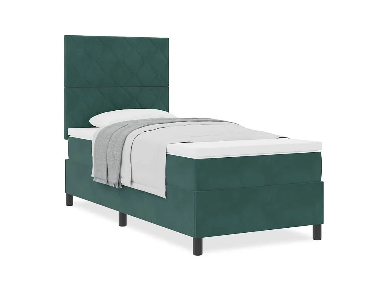 Cadre de lit avec matelas Vert foncé 100 x 200 cm Velours