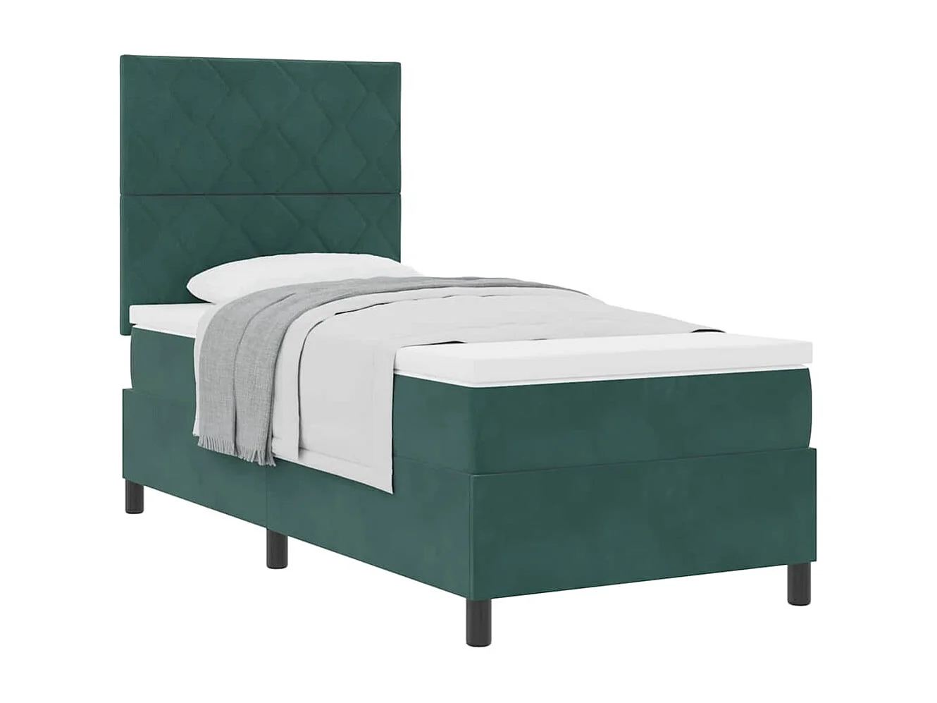 Cama Box com colchão Verde-escuro 100 x 200 cm Veludo