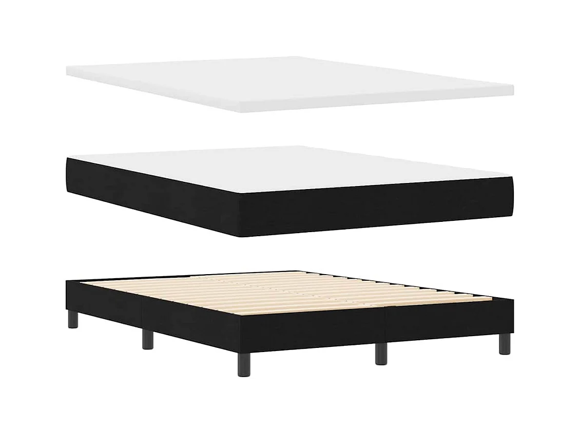 Cadre de lit avec matelas avec matelas Noir 140 x 200 cm tissu