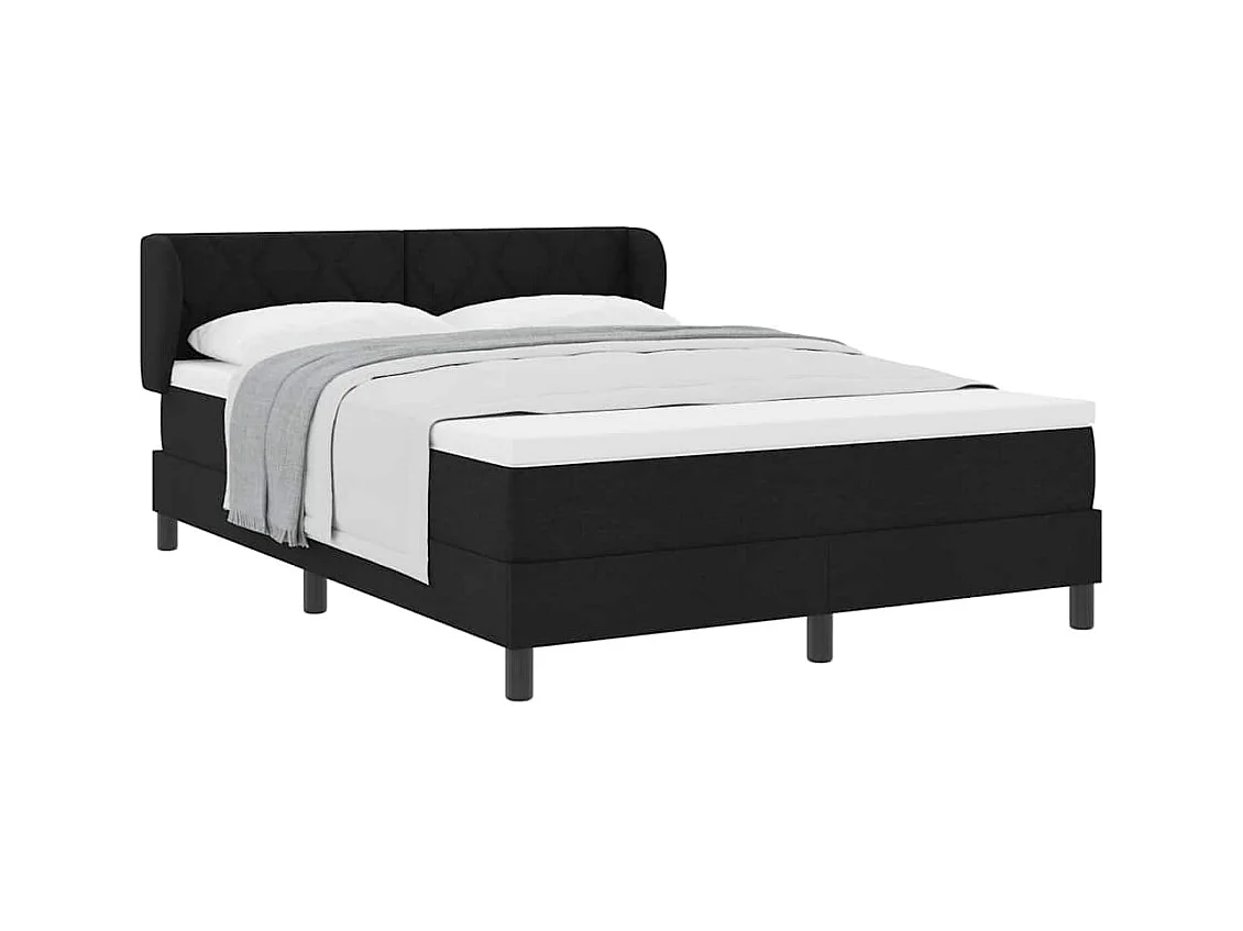 Cadre de lit avec matelas avec matelas Noir 140 x 200 cm tissu