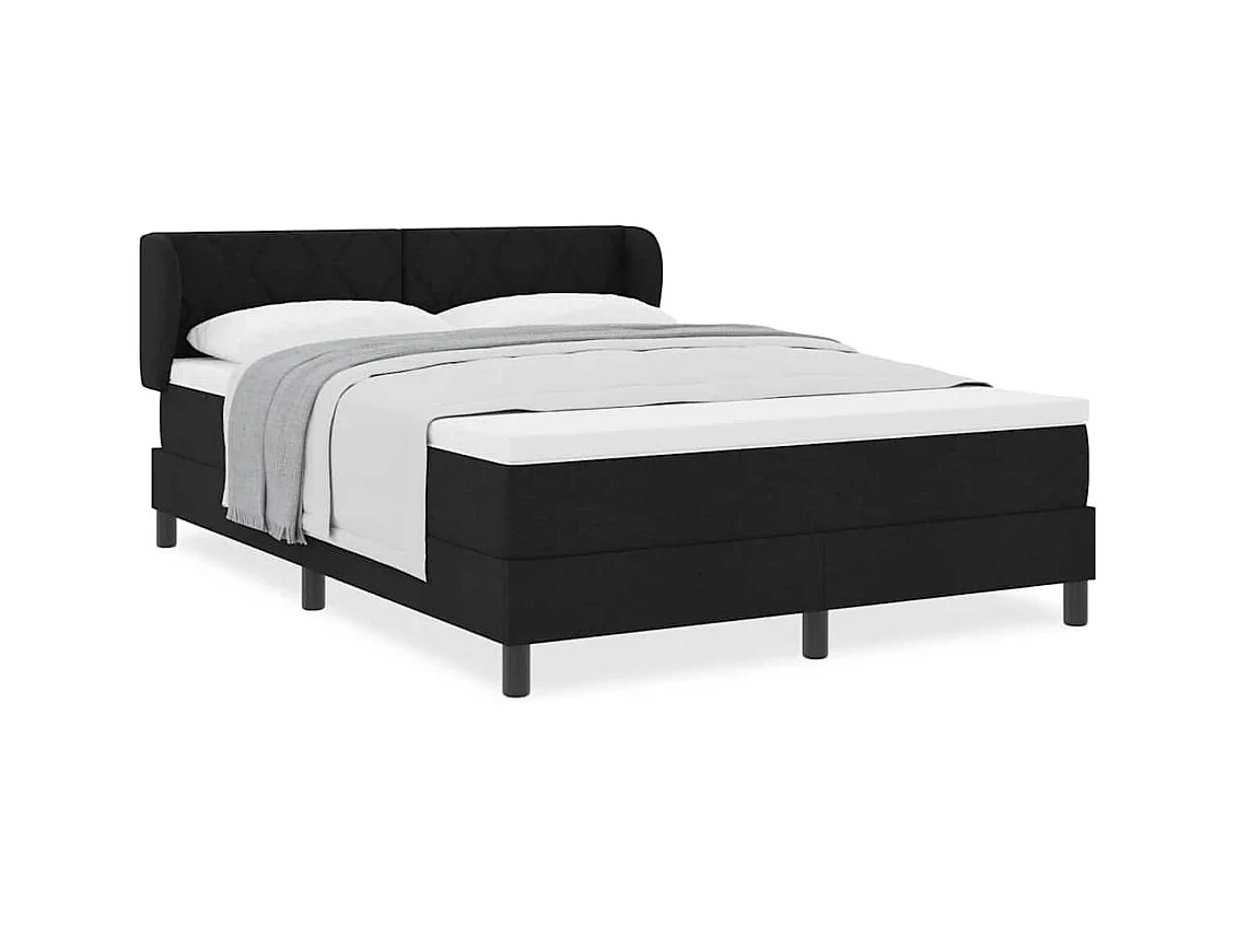 Cadre de lit avec matelas avec matelas Noir 140 x 200 cm tissu