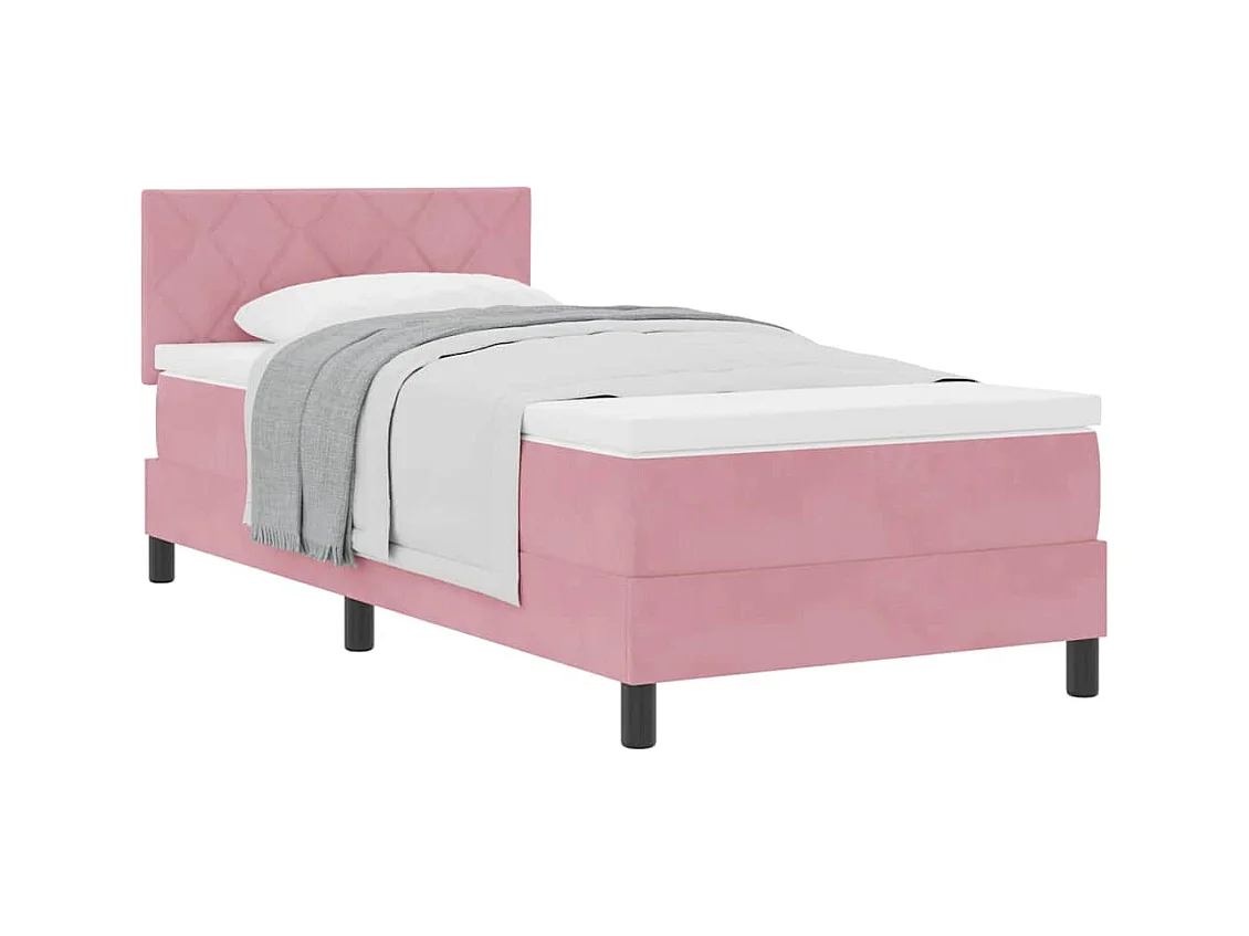 Cama con Somier y Colchón con colchón Rosa 90 x 190 cm tela