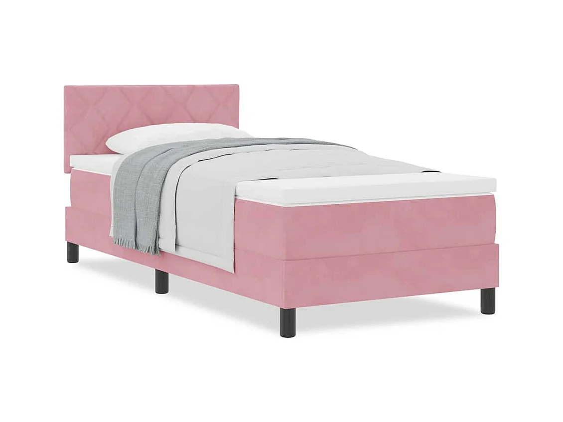 Cama con Somier y Colchón con colchón Rosa 90 x 190 cm tela