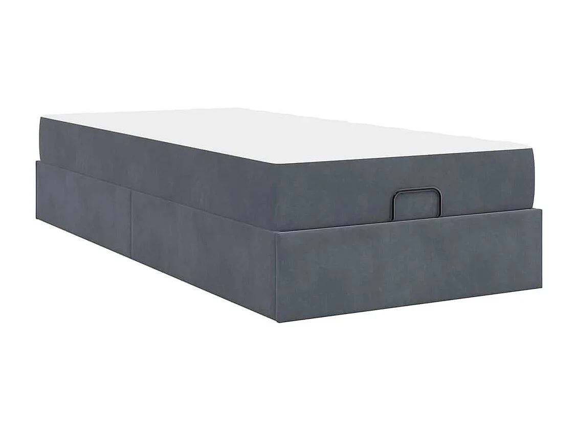 Cadre de lit avec matelas Gris foncé 100 x 200 cm Velours