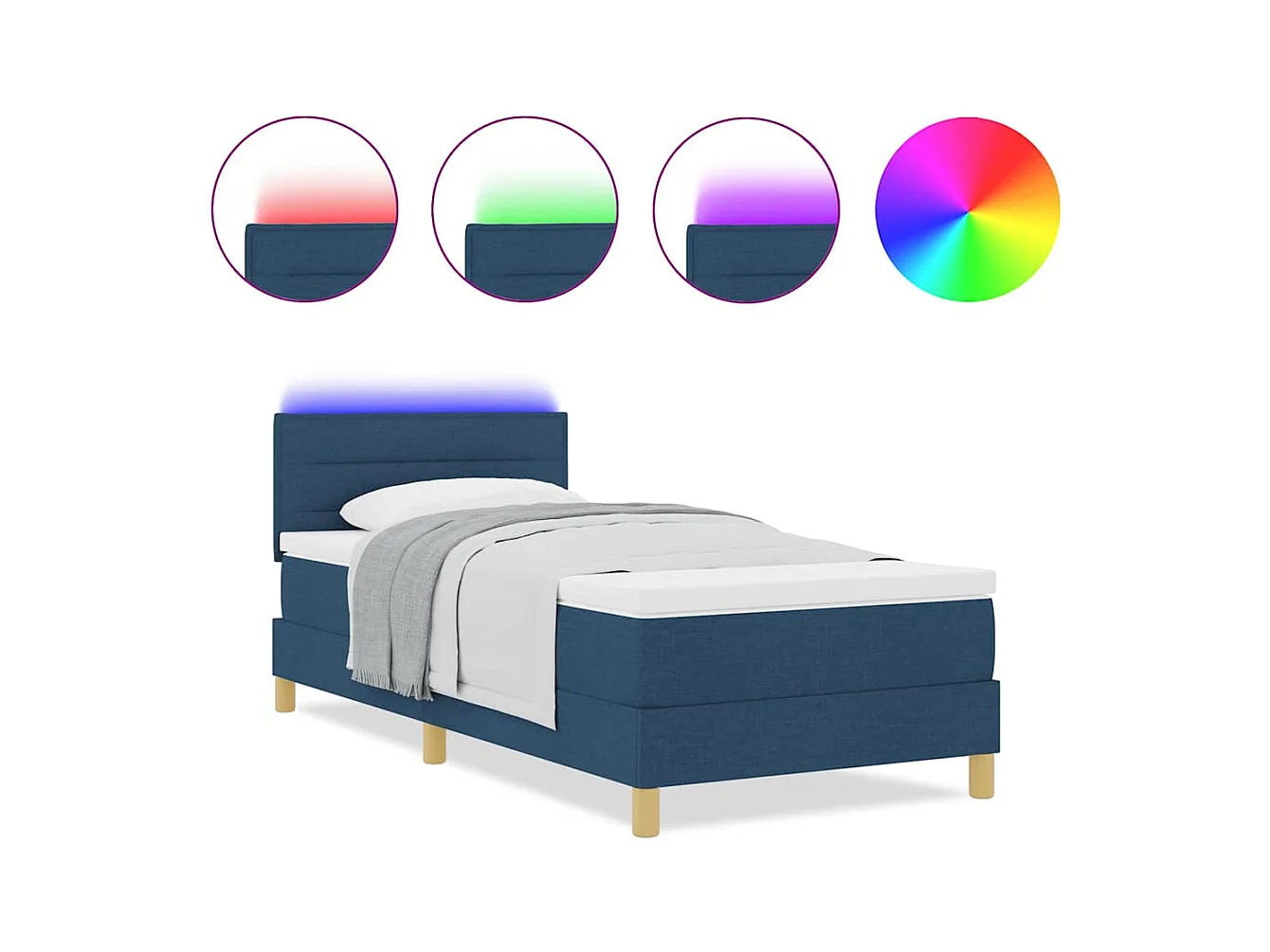 Boxspring bed met matras met hoofdeinde Blauw 100 x 200 cm Stof