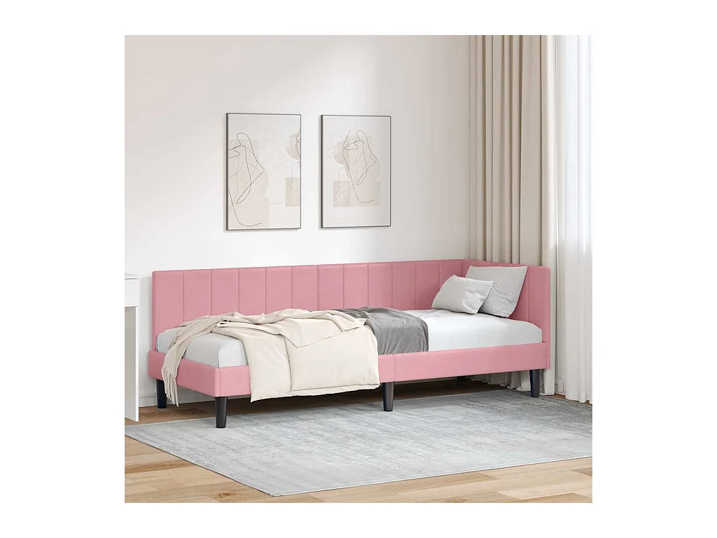 Cadre de lit d'angle avec tête de lit Rose 80 x 200 cm Velours