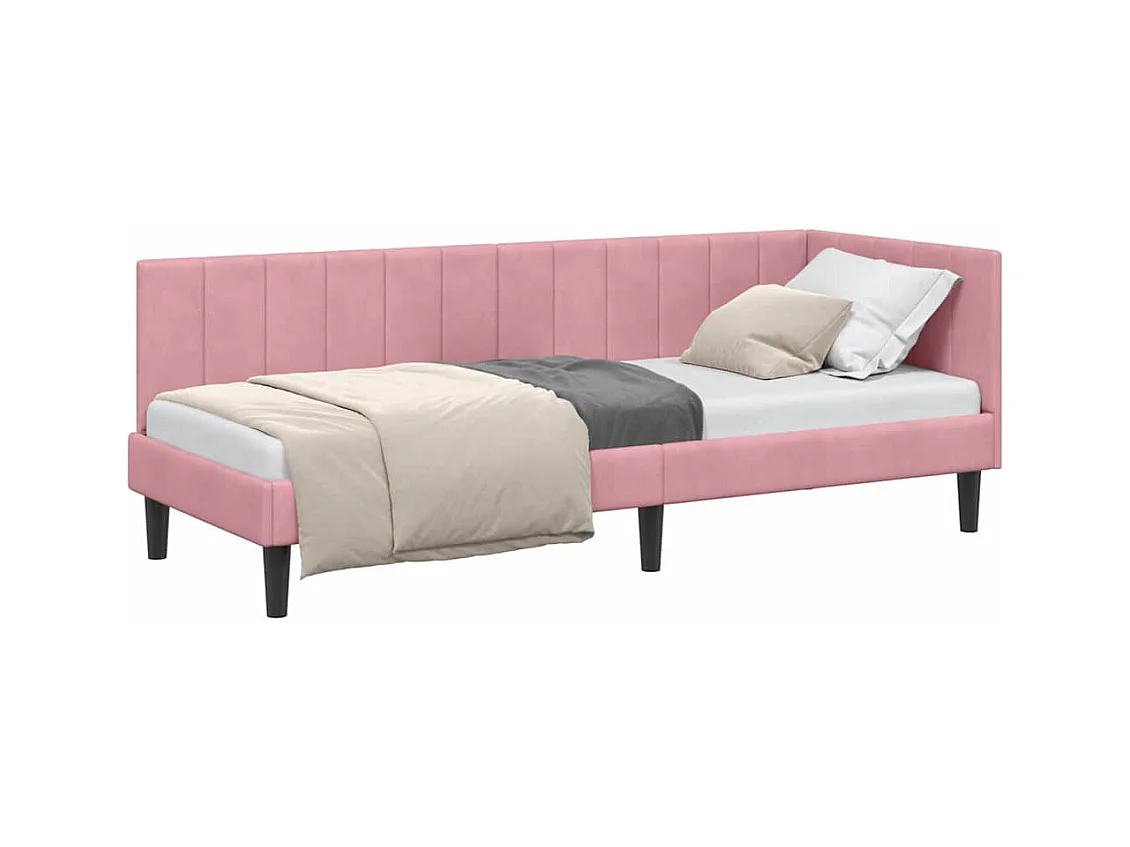 Cadre de lit d'angle avec tête de lit Rose 80 x 200 cm Velours