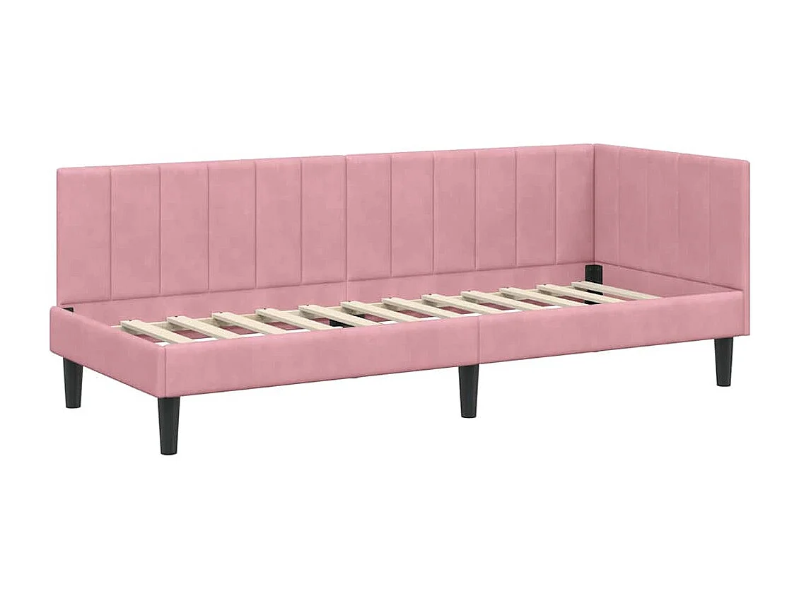 Estructura de cama en esquina Rosa 80 x 200 cm Terciopelo