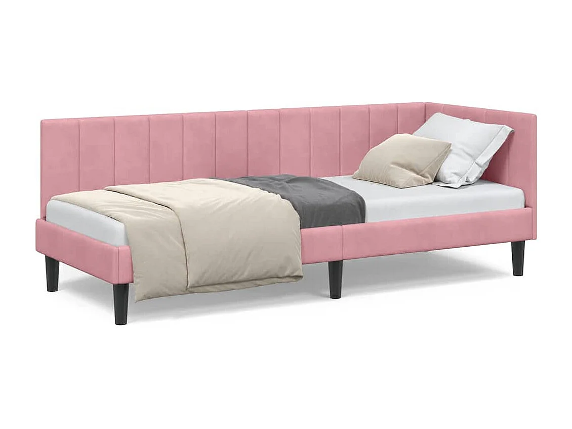 Estructura de cama en esquina Rosa 80 x 200 cm Terciopelo