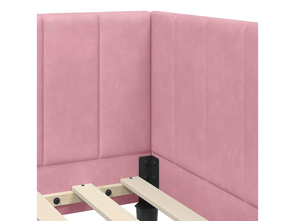 Estructura de cama en esquina Rosa 80 x 200 cm Terciopelo