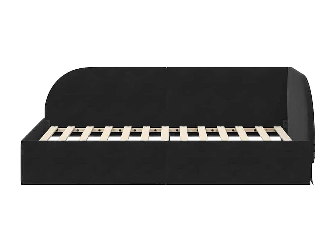 Estrutura de Cama de Canto Preto 90 x 200 cm Veludo