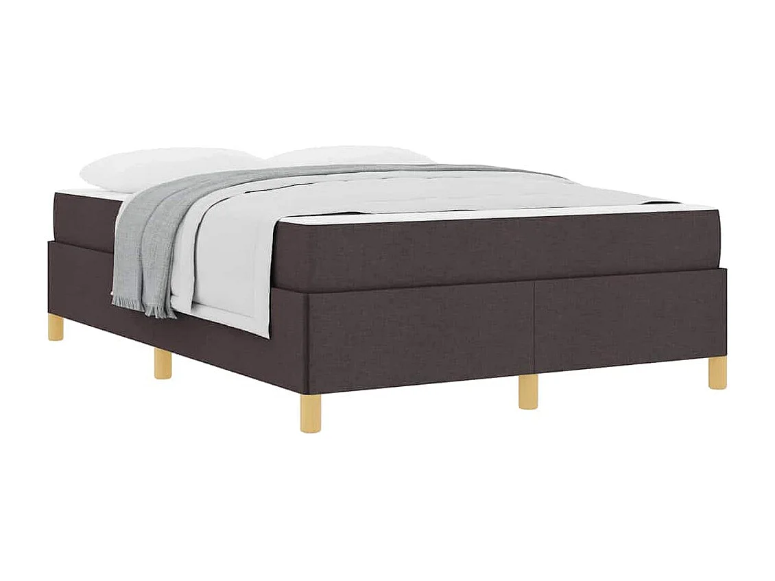 Cama tipo Box Spring Marrón oscuro y Blanco 140 x 190 cm tela