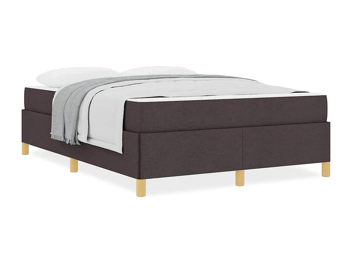 Cama tipo Box Spring Marrón oscuro y Blanco 140 x 190 cm tela