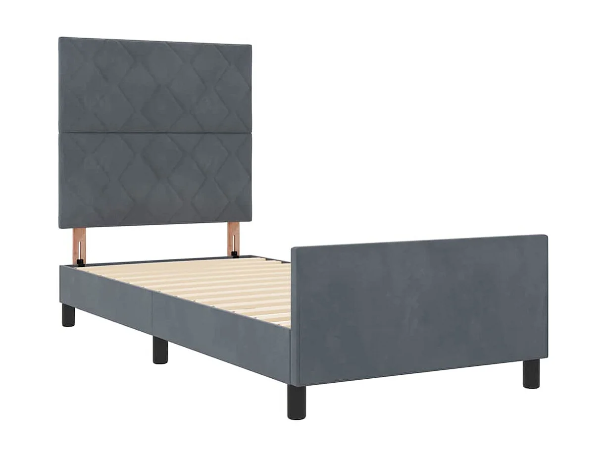 Estructura de cama Gris oscuro 90 x 190 cm Terciopelo