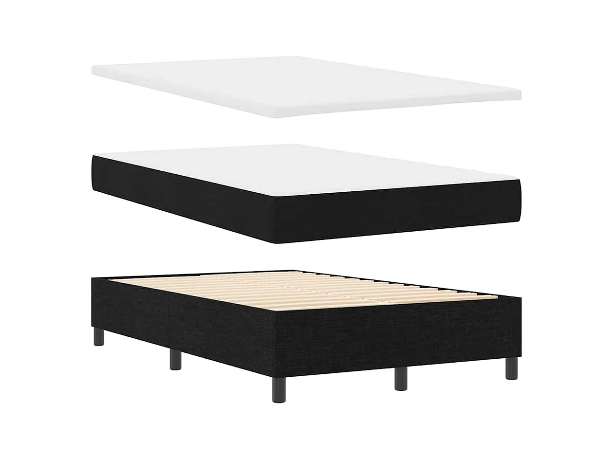 Cama tipo Box Spring con colchón Negro 120 x 200 cm tela