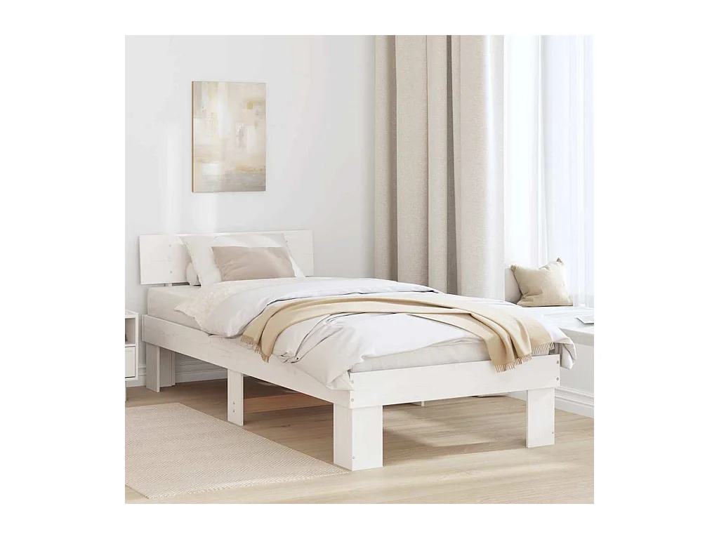 Estrutura da Cama Branco 90 x 190 cm Madeira de pinho maciça