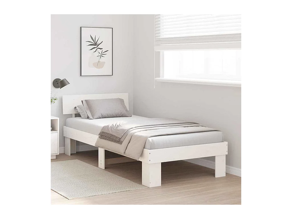 Estrutura da Cama Branco 90 x 190 cm Madeira de pinho maciça