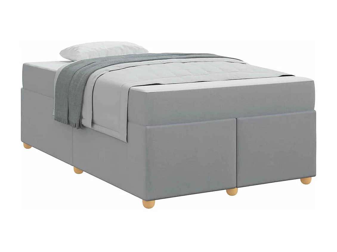 Cadre de lit avec matelas Gris clair 120 x 190 cm tissu