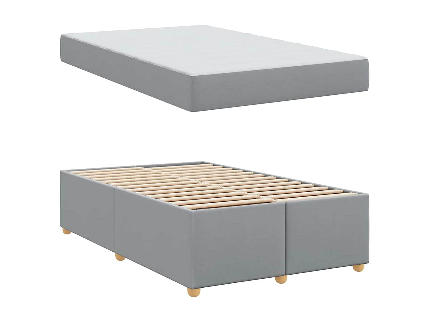 Cadre de lit avec matelas Gris clair 120 x 190 cm tissu
