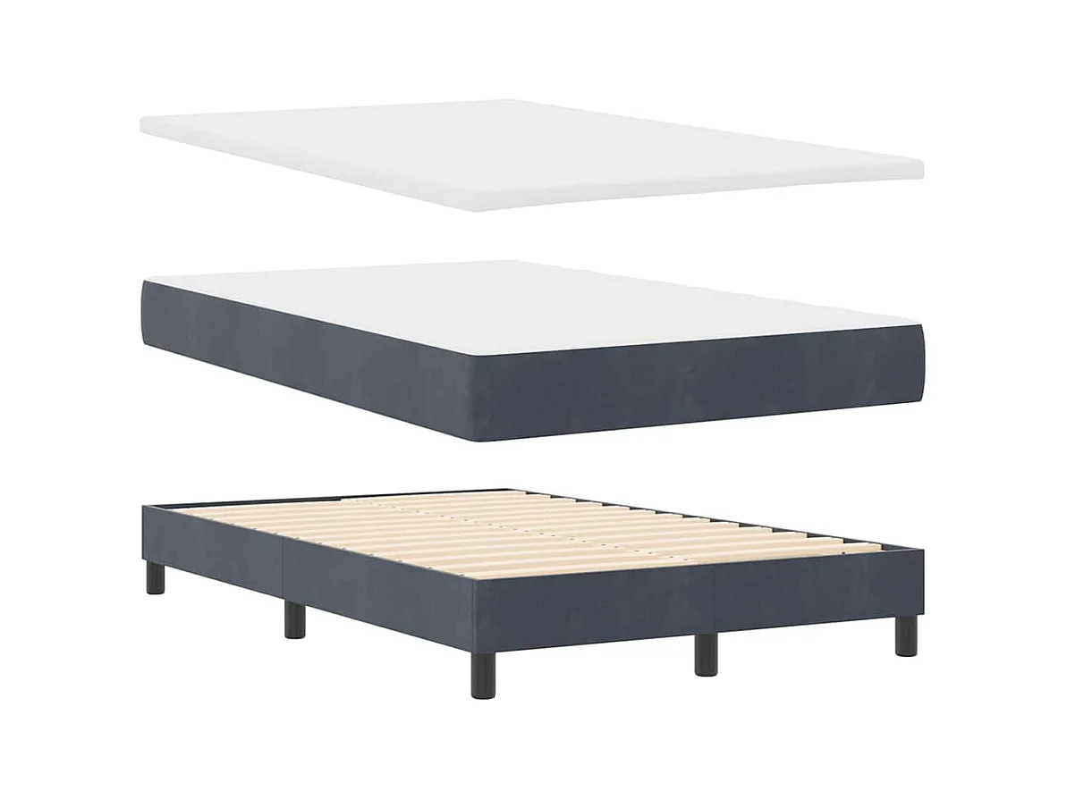 Cadre de lit avec matelas Gris foncé 120 x 190 cm Velours