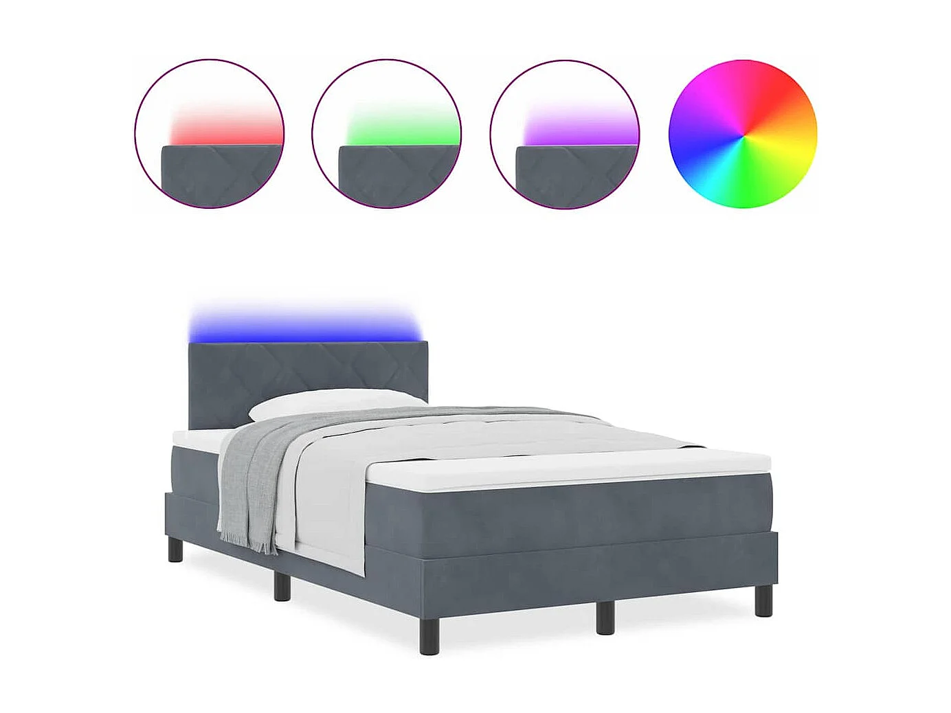 Cama tipo Box Spring Gris oscuro 120 x 190 cm Terciopelo