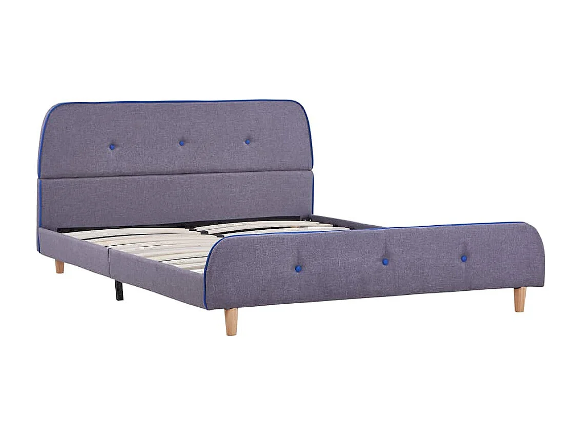 Estrutura de cama sem colchão 135x190 cm tecido cinzento-claro