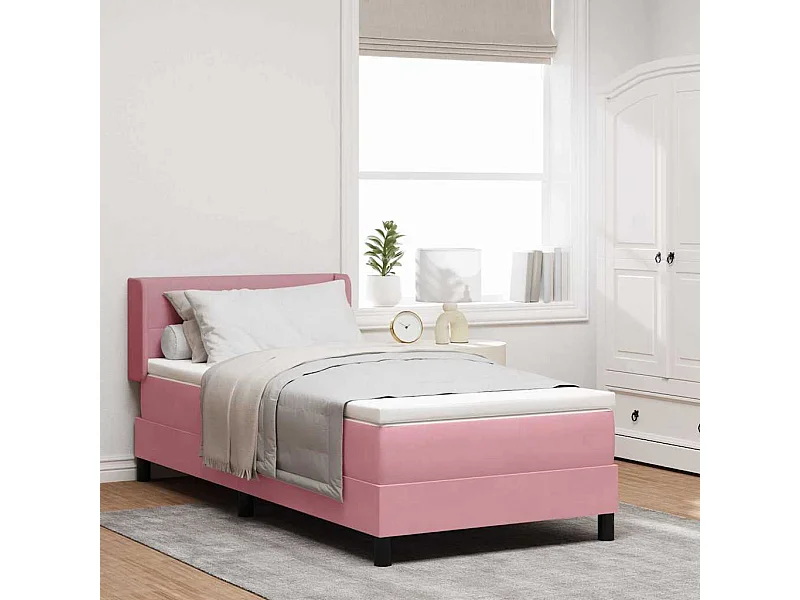 Cama con Somier y Colchón Negra 100x200 cm Terciopelo Rosa