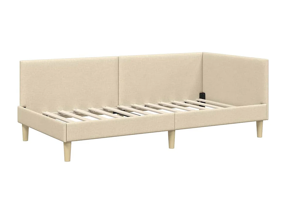 Cadre de lit d'angle Autre avec tête de lit Crème 100 x 200 cm